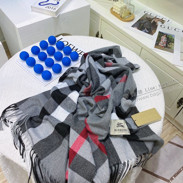 Burberry經典寬格混紡大披肩 經典格子女士圍巾披肩 巴寶莉2021新款羊毛羊絨圍巾  mmj1359